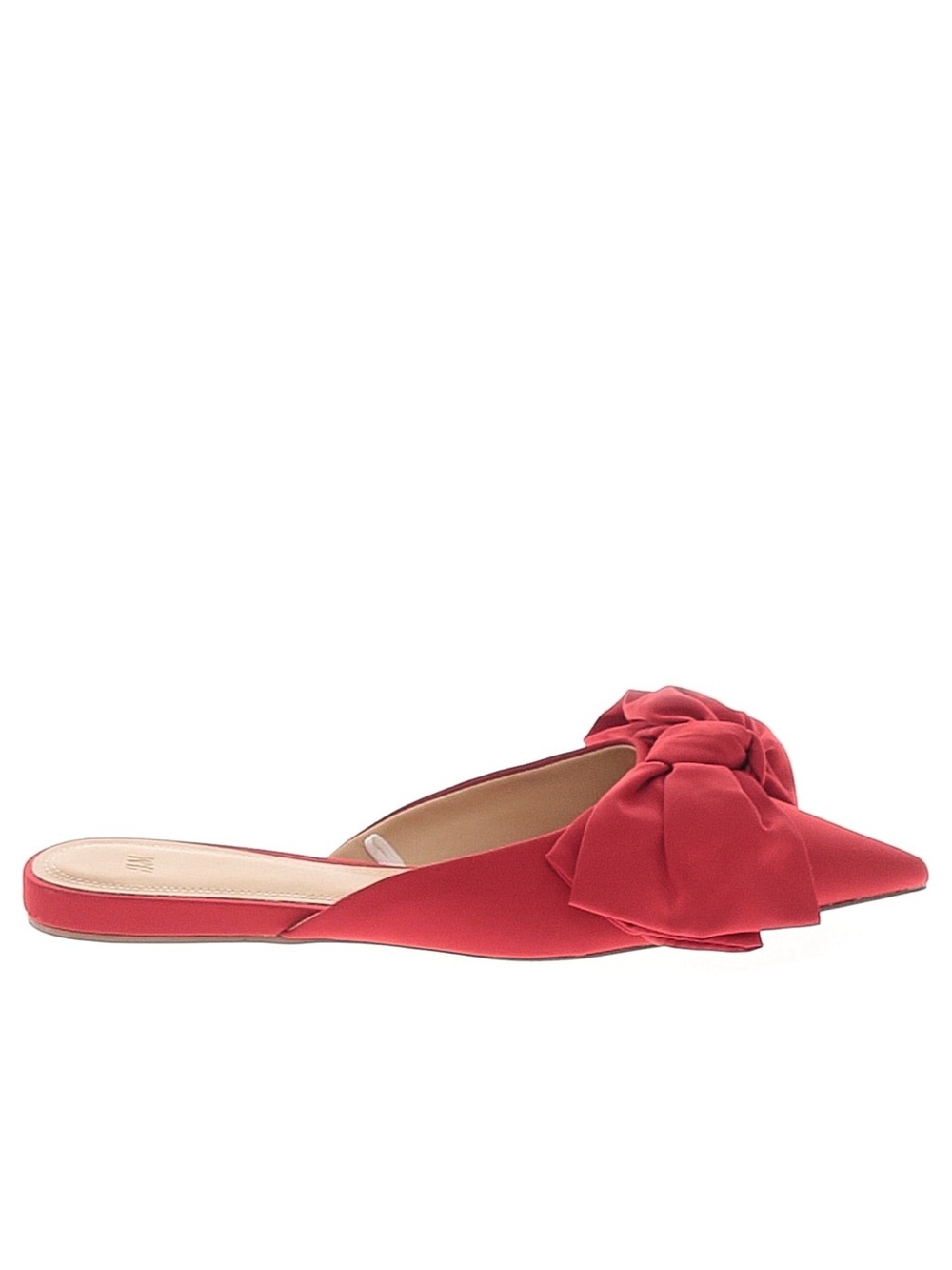 H&M Women Red Pointed-Toe Mule Flats with Bow Red Size 39 NWOT